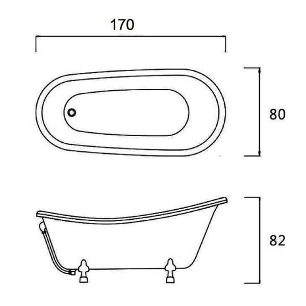 Μπανιέρα Ελεύθερης τοποθέτησης Ithaki New 170x80